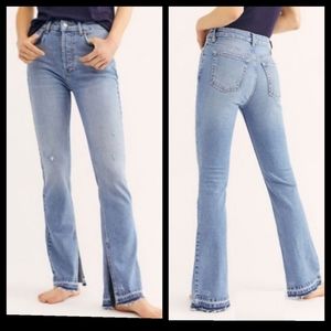 Free People Emmy Split Hem Bootcut High Rise Jean Sz 30